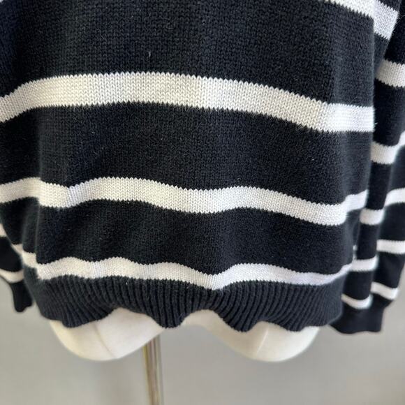 Lauren Ralph Lauren navy & white striped shawl collar sweater size medium - Picture 4 of 15